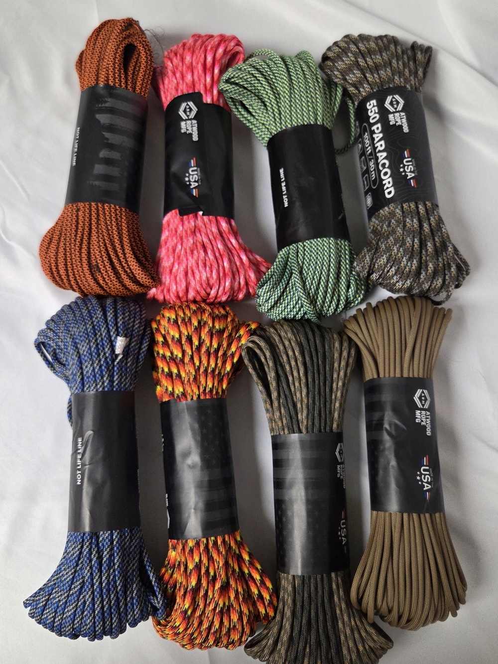 Assorted 550 Paracord Bundles - Multicolor Pack X8
